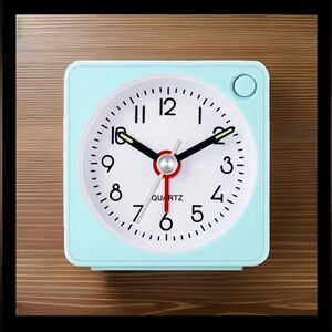 Utra-Small Square Analog Quartz Alarm Clock